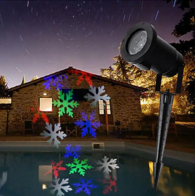rgb led snowflake lights waterproof outdoor moving snowflake display