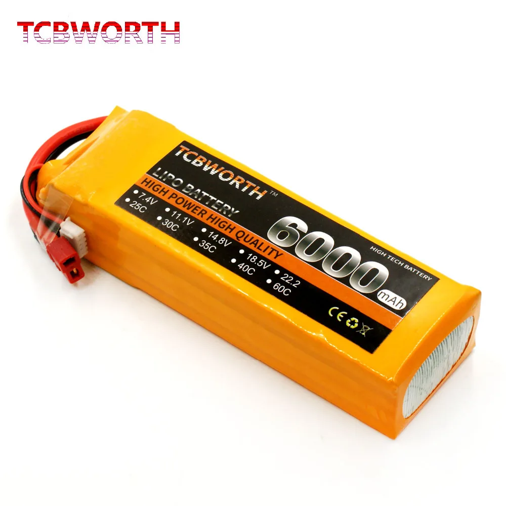 

TCBWORTH 4S 14.8V 6000mAh 30C RC Drone LiPo battery For RC Airplane Quadrotor Helicopter Car AKKU Li-ion battery