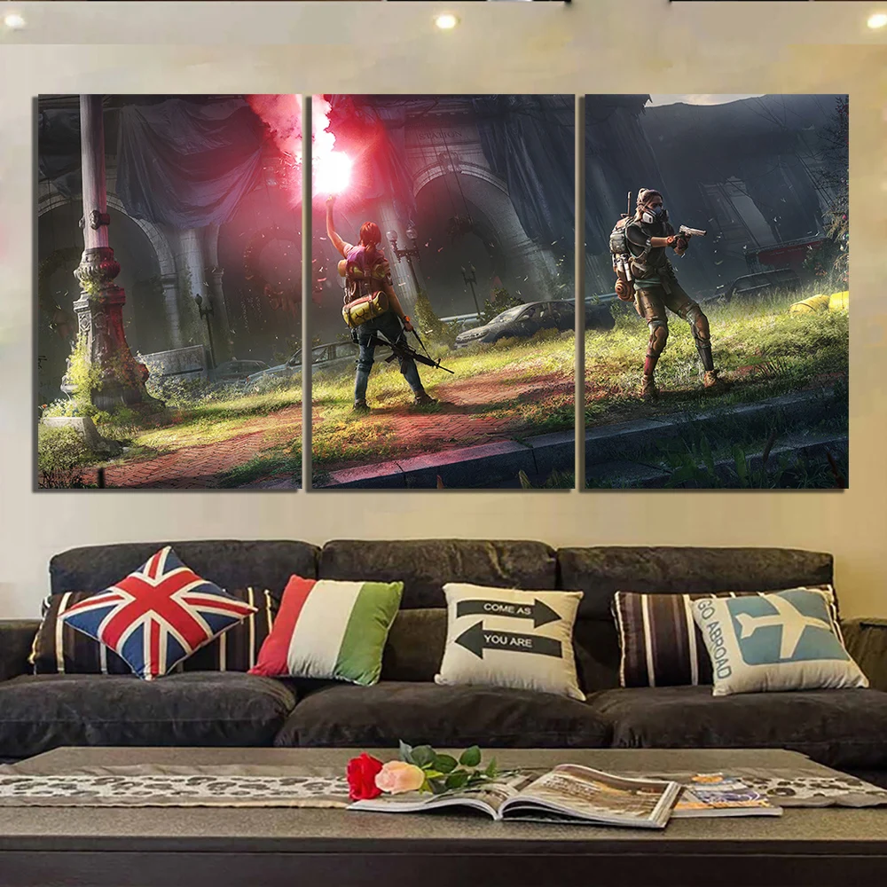 

3 Piece Video Game Posters Tom Clancy's The Division 2 Game Scene HD Picture Canvas Paintings Wall Art for Bedroom Decor