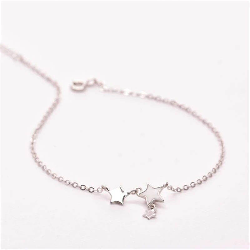 

romantic friendship link chain charm bracelets for women 3 stars 925 sterling silver Fashion woman bracelets 2019 jewelry SL177