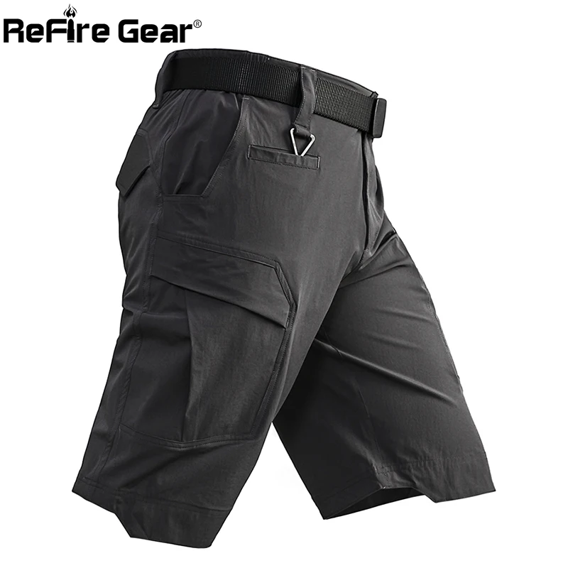 Refire gear, мужские водонепроницаемые рабочие шорты, военные, тактические, растягивающиеся, армейские, боевые, Карго, короткие, мужские, мульти карманы, страйкбол, короткие штаны