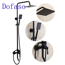 Dofaso antique brass shower faucet bathroom brass black shower mixer taps wall mounted 20cm rainfall shower set цена Dofaso antique brass shower faucet bathroom brass black shower mixer taps wall mounted 20cm rainfall shower set цены онлайн
