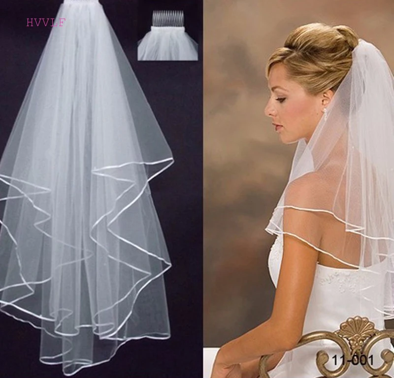 

2019 New Arrived Two Layer Bridal Veil Satin Edge Wedding Veil Wedding Accessories