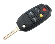 2PCS Replacement Shell Folding Flip Smart Keyless Entry Remote Key Case Fob 5 Button For Volvo S80 S60 V70 XC70 XC90 2004-2011