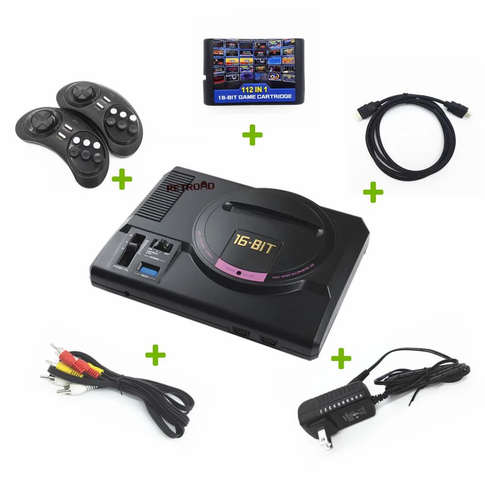 

New Version RETROAD MD Genesis HD Ultra MEGADRIVE1 TV Game Console Support SEGA Game Cartridge Wireless Gamepads With 170 Games