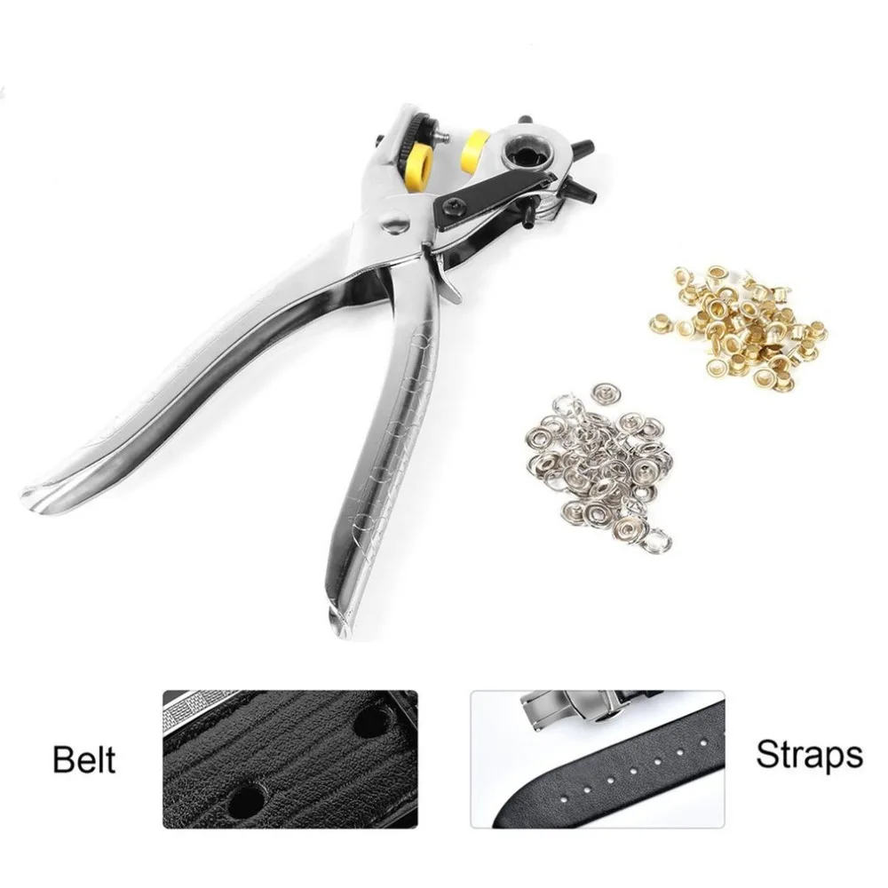 SEWING CRAFT REVOLVING EYELET HOLE BELT HAND PUNCH PLIER TOOL GROMMETS RIVETS