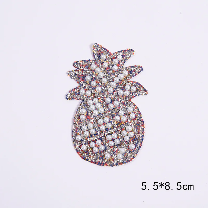 

1Pcs Fun Rhinestone Pineapple Patch Iron on Sewing Crystal Applique For Jeans Clothing Decorations