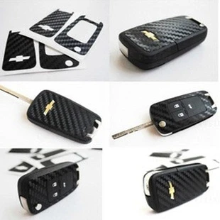

FUNDUOO Carbon Fiber Smart Remote Key Chain Protective Cover Sticker For Chevrolet Cruze Malibu Aveo Car Accessories Styling