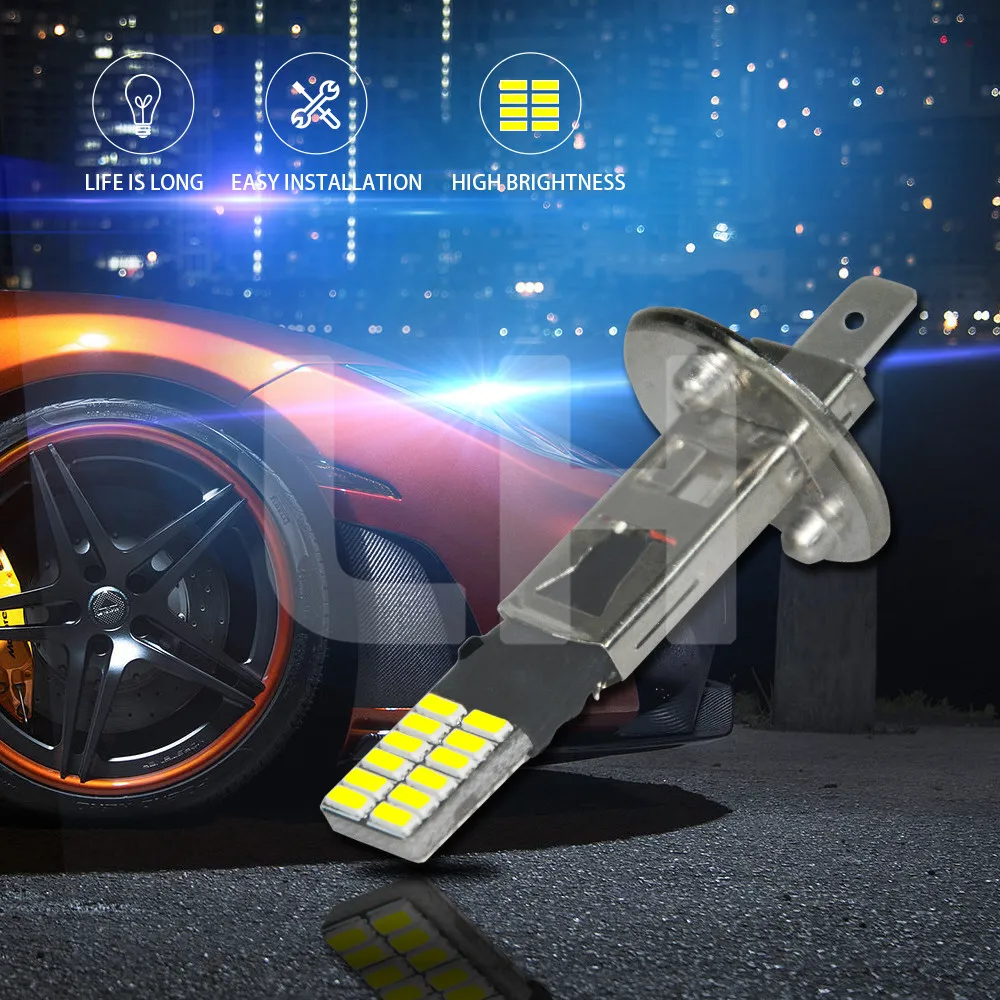 1 шт. супер яркий H1 24 SMD 4014 Canbus автомобильные светодиоды без ошибок белые лампы
