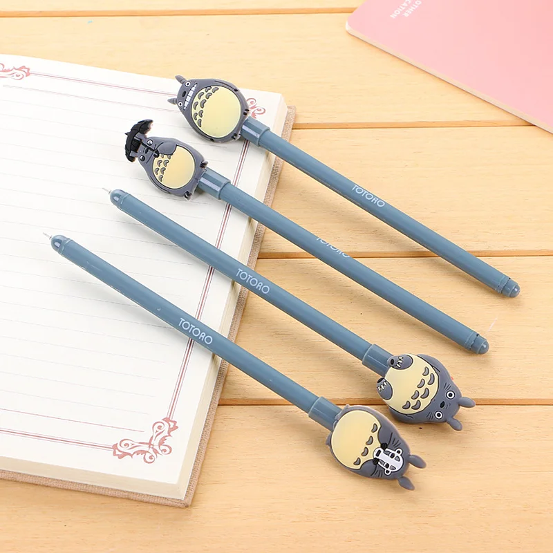 

100 Pcs Korean Creative Neutral Pen Cartoon Dragon Cat Pen Cute Black Signature Pen Learning Stationery cute stationary