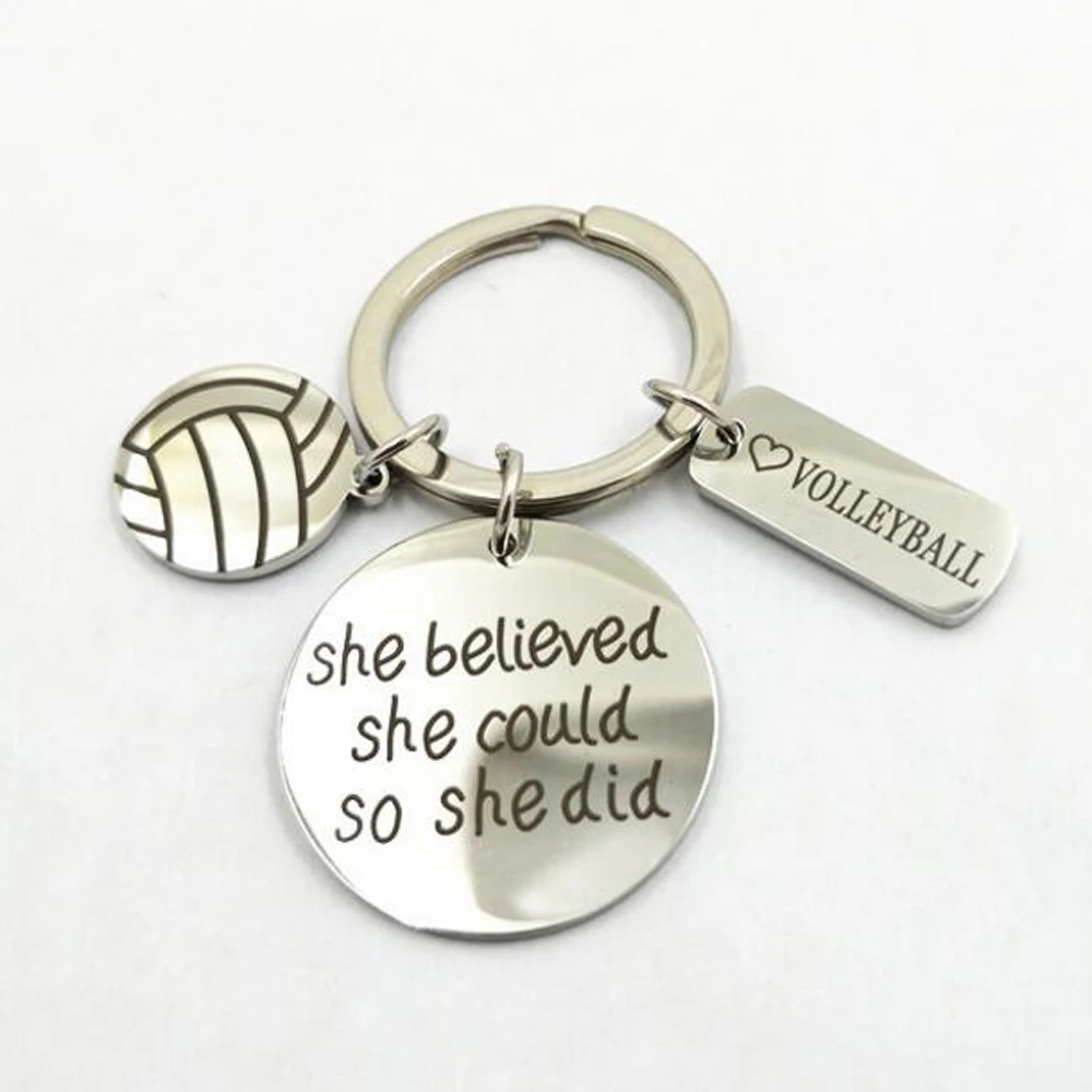 

Volleyball Keychain Gift Perfect For Volleyball Players - Volleyball Team Gifts - She Believed - She Could , So She Did