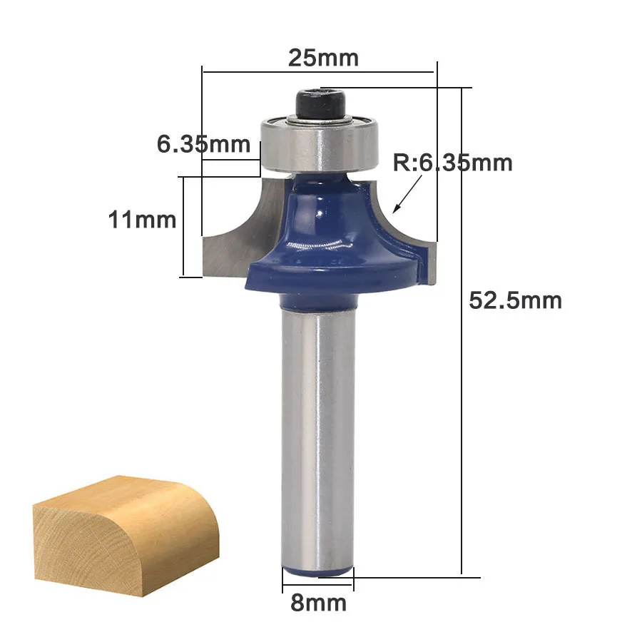 4 шт./компл. высокое качество Roundover бит с подшипником Концевая фреза 8 мм хвостовик ласточкин хвост фрезы Резак работы по дереву