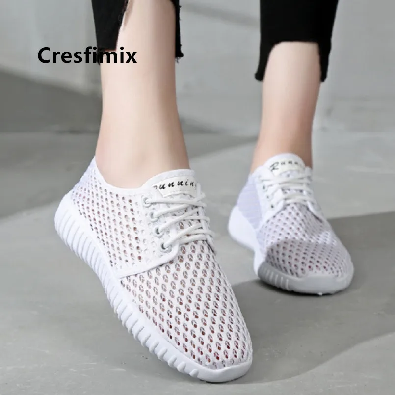 

Cresfimix vrouwen platte schoenen women cute white mesh breathable anti skid shoes lady cool shoes female cute pink shoes a5231