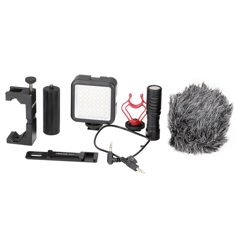  Ulanzi Pocket Rig for Smartphone with BY-MM1 Microphone and 49 LED Video Light Cold Shoe Plate for 