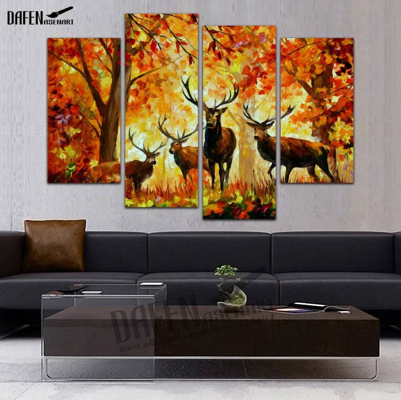 Sunset Oil Paintings, Deer paintings, Animal Art, Nature Art Paintings, Wood Canvas, Interior