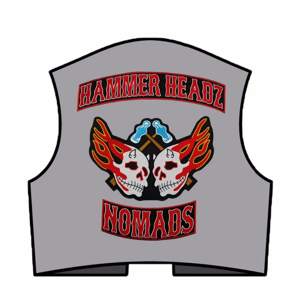 T170713 CUSTOM 10pcslot HAMMER HEADZ 1% HFFH EMBROIDERY IRON ON JACKET FULL BACK SIZE PATCH FREE SHIPPING (6)