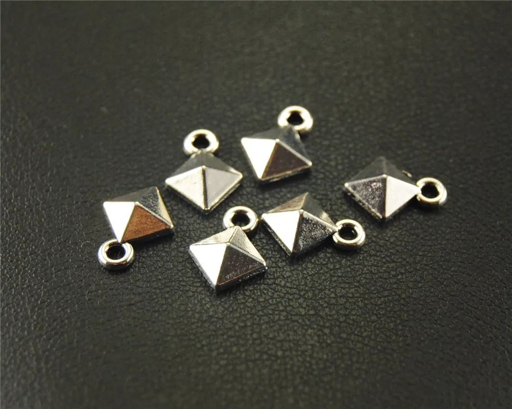 

100pcs Antique Sliver 3d square mini Charm Pendant DIY Necklace Bracelet Bangle Findings 8mm A1585