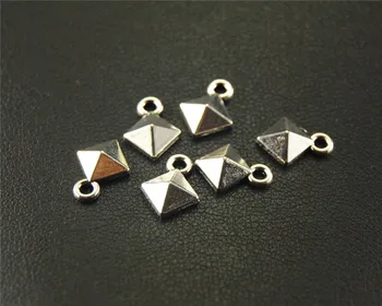 

100pcs Silver Color 3d square mini Charm Pendant DIY Necklace Bracelet Bangle Findings 8mm A1585