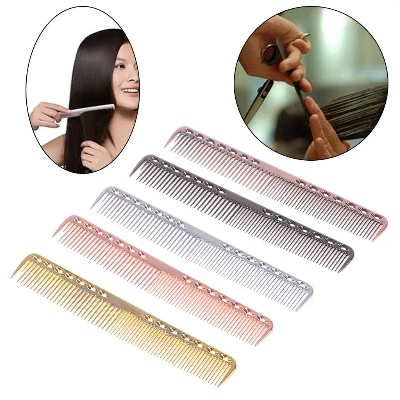 Men Women Aluminum Metal Cutting Comb Hair Hairdressing & Barbers Salon