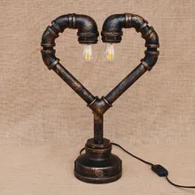Промышленный паровой панк трубы сердце стол светильники Современные светодиодные лампы e27/e26 110 V-220 V для спальни ночники цеха для офиса, ручной стержень, для кафе, для обучения