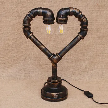 

Industrial Steam Punk Pipe heart desk Lights lamp modern e27/e26 110V-220V for bedroom bedside workshop office bar cafe study
