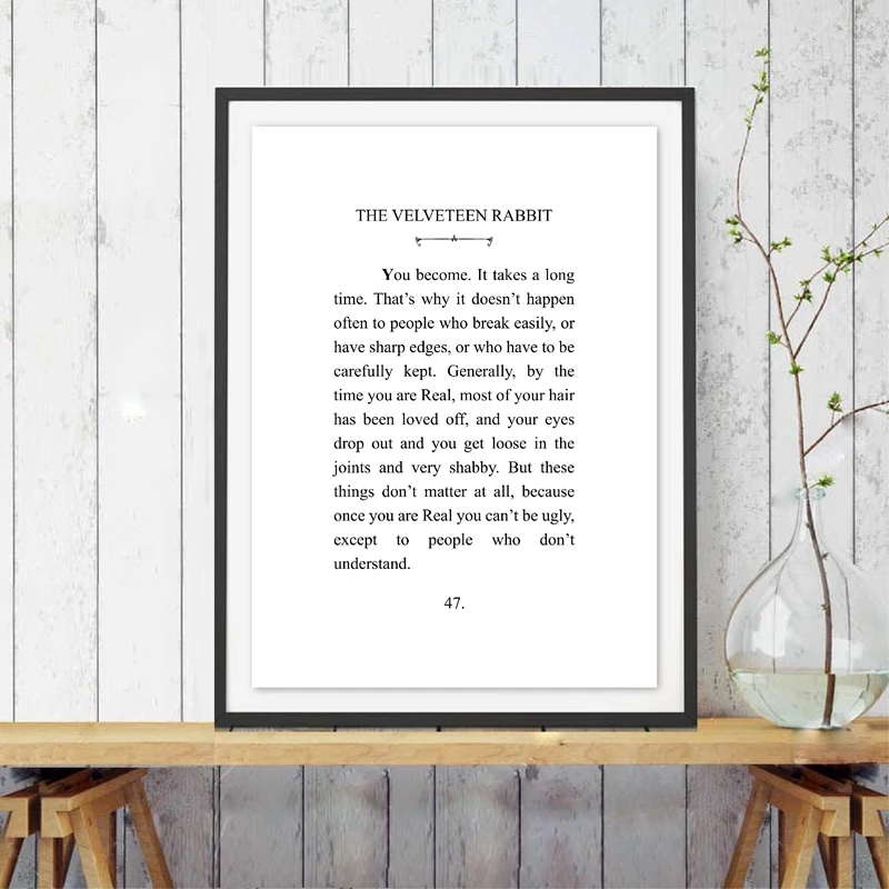 

The Velveteen Rabbit Literature Quotes Wall Art Canvas Painting Minimalism Typography Prints Poster Home Room Wall Decor