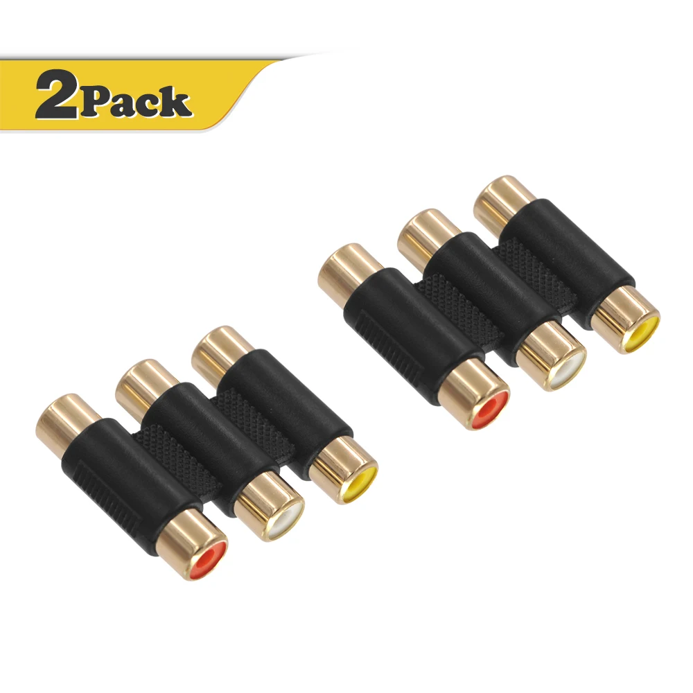 3 RCA to RCA Female AV Audio Video coupler Adaptor connectors for TV