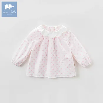 

DB7118 dave bella spring baby girls pink dots shirt kids cotton sweet tops children high quality blouses