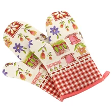 Uesh-новая ваза принт печь Пот Держатель для выпечки приготовления перчатки термостойкие полиэстер и хлопок ткань перчатки один красный