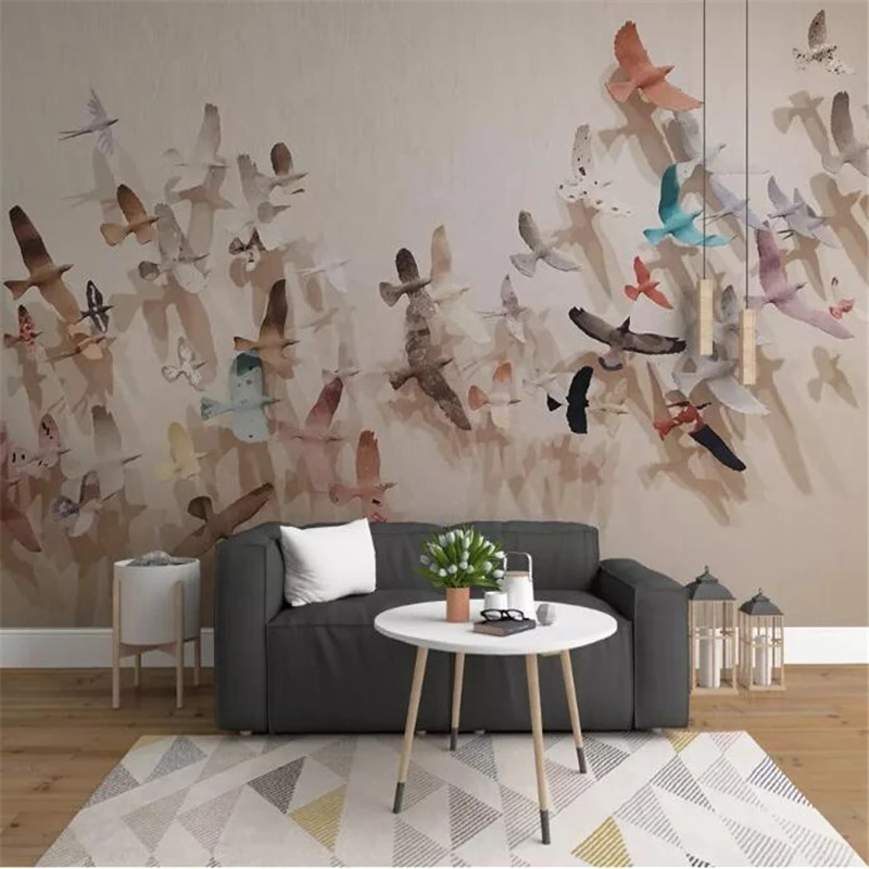 

wellyu Custom wallpaper papel de parede Nordic modern minimalist 3d bunch of birds background wall papier peint mural