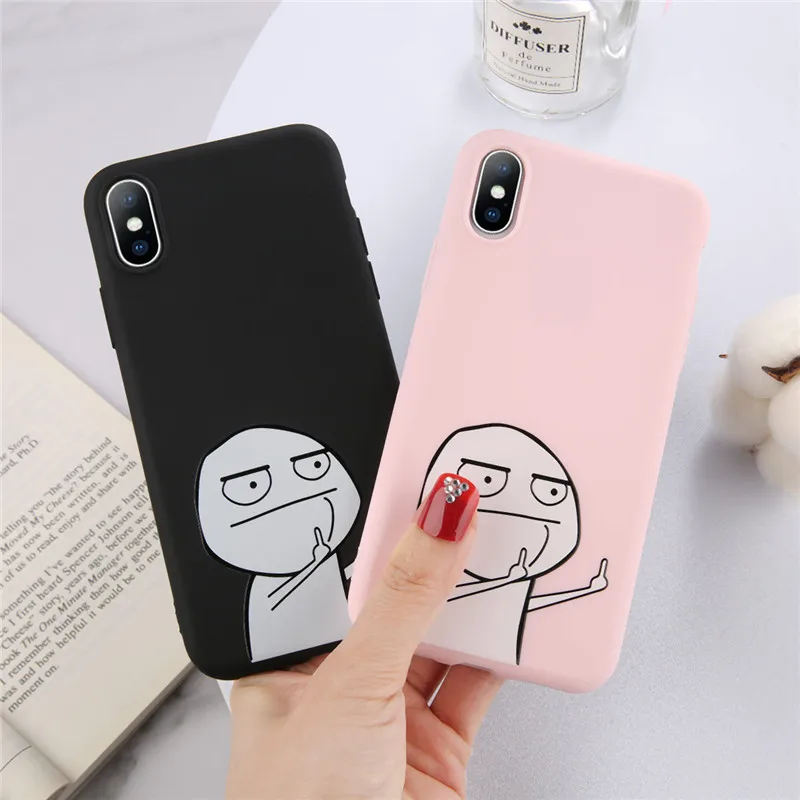 

iPWSOO Funny Case For iPhone 6 6S 7 8 Plus X XR XS Max Case Fashion Cartoon Middle Finger Soft TPU For iPhone 5 5S SE Phone Case