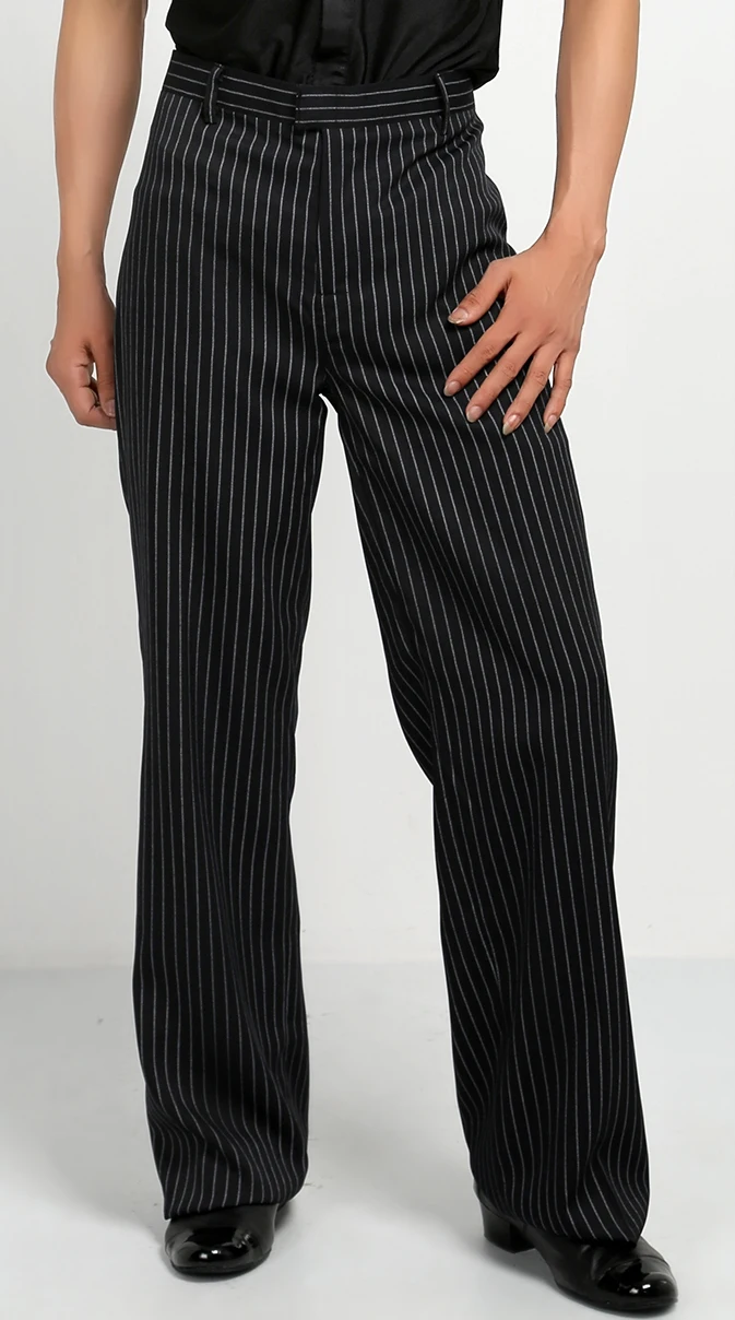 

black white stripe Boy ballroom pants latin cha cha samba salsa boy men dancing pants with side pocket