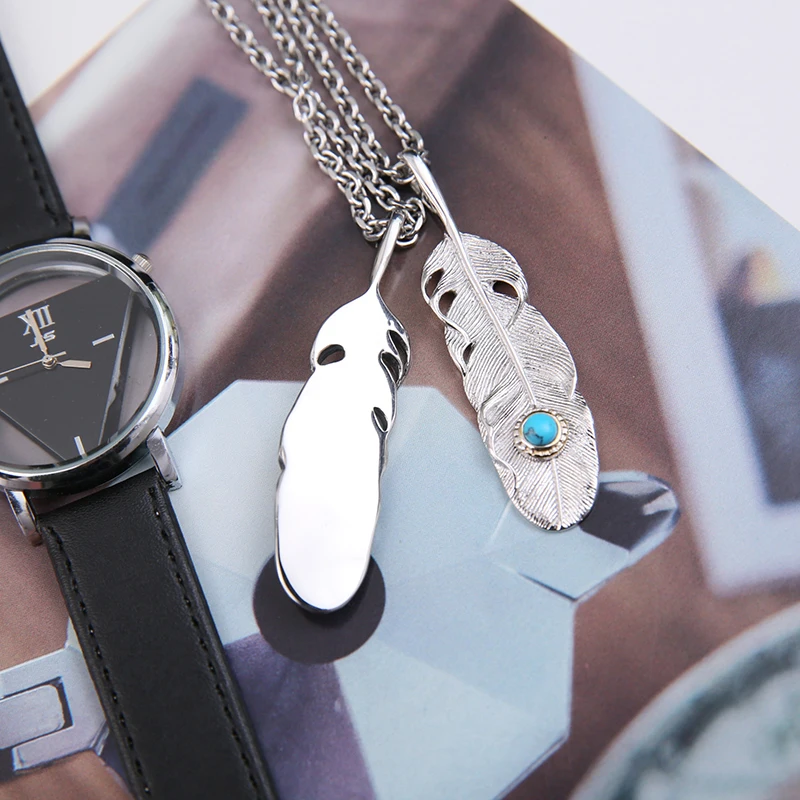 Ожерелье с подвеской в виде пера из нержавеющей стали|fashion jewelry|jewelry fashionjewelry for men |