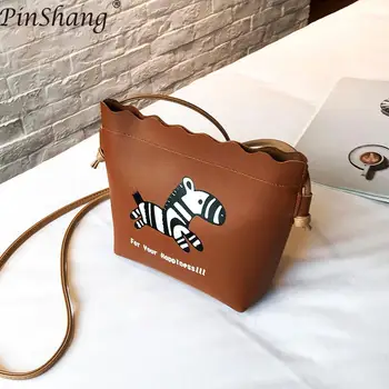 

PinShang Cute Cartoon Zebra Pattern Handbag Women Simple Leisure Single Shoulder Bags KZ30