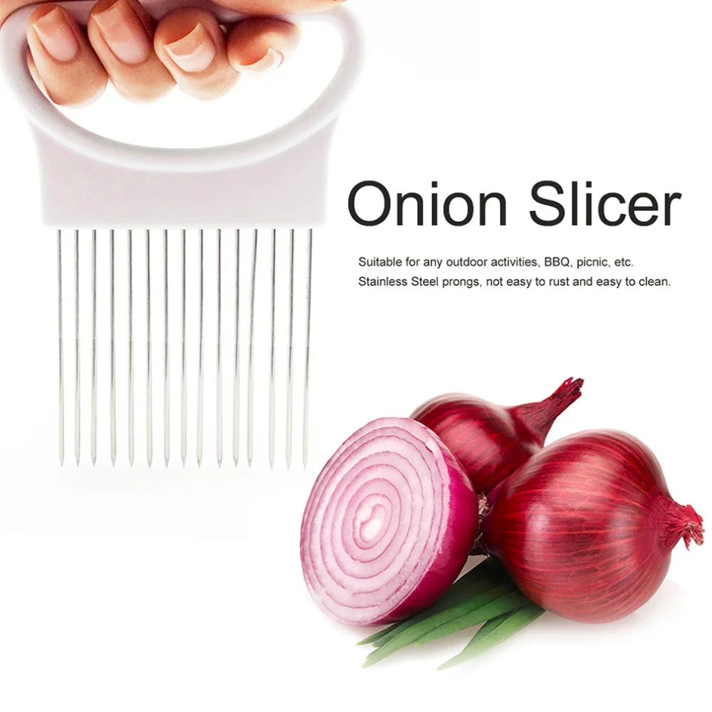 Image Kitchen Vegetable Onion Hand Held Holder Cutter Slicer Unique Design Portable Kitchen Tool Home Use Durable Cutting Machine