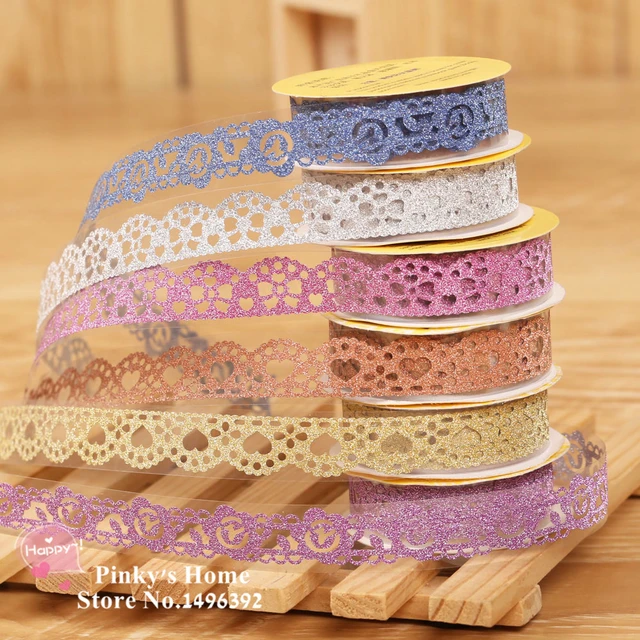 DIY Self Adhesive Lace Tape Glitter Tape Masking Decorative Sticky Tape  Scrapbooking Book Decor Craft Rolls Adhesivos Scrapbook - AliExpress