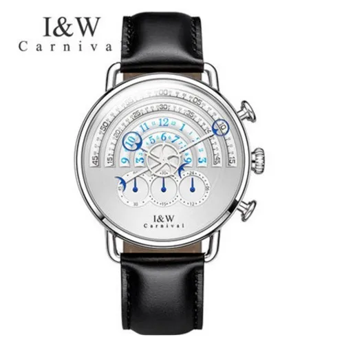 CARNIVAL IW horloges mannen Военный Спортивный Топ креативный кварцевый Секундомер Хронограф индивидуальные часы для мужчин сапфир relogio - Цвет: Silver white SC8816B