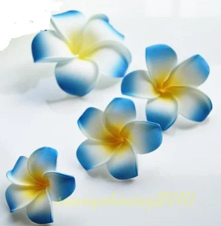 50 синий цвет пены Гавайский цветок Плюмерия цветок жасмина Свадебные зажимы для волос 6 см