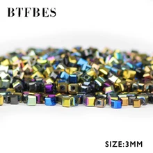 Btfbes forma quadrada austríaco vrystal grânulos quadrate 3mm 100 pçs chapeamento de vidro grânulos soltos jóias fazendo crianças handmad diy