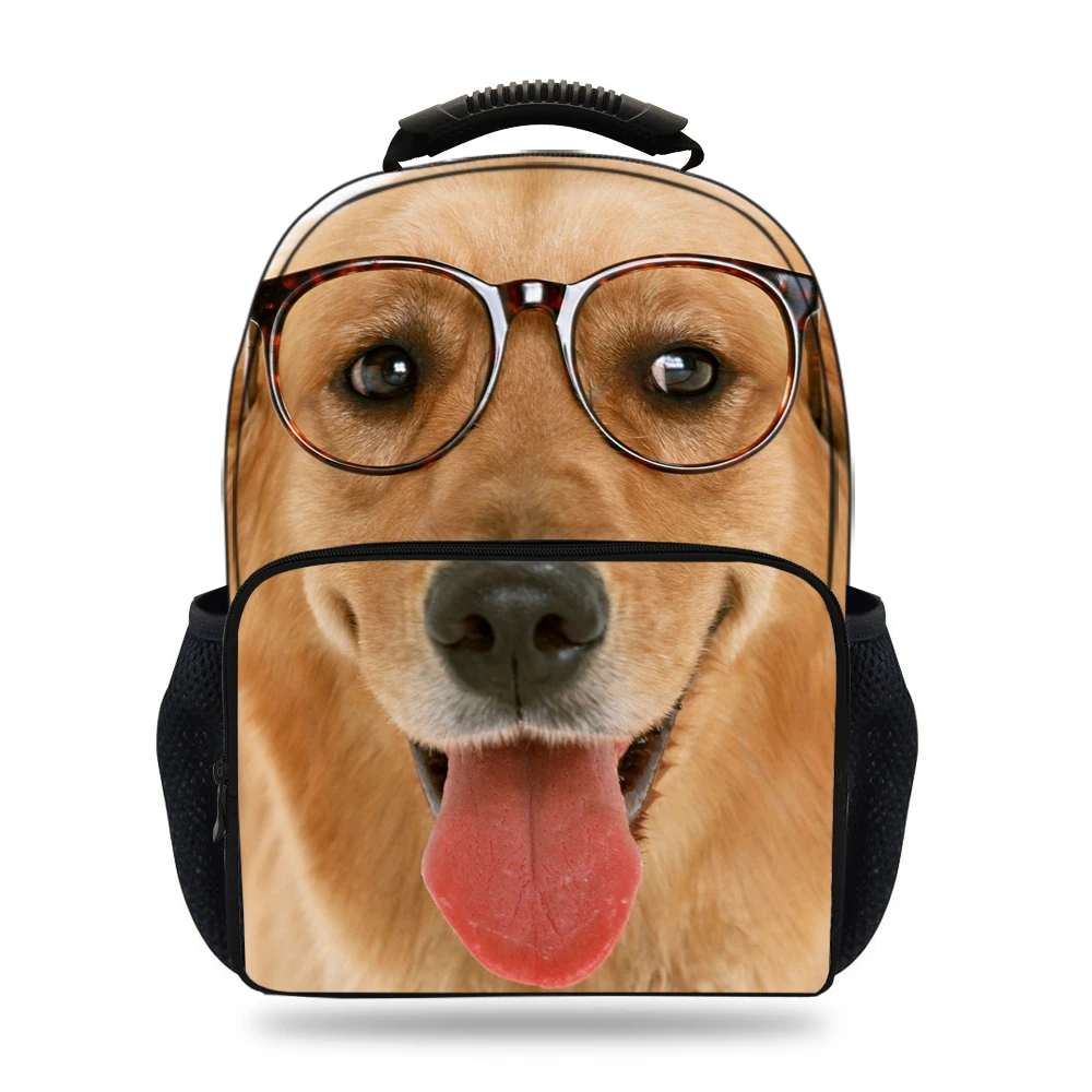 

15-inch Dog Print Bag For Children 3D Animal Backpack For Kids Boys Girls Felt School Backpacks