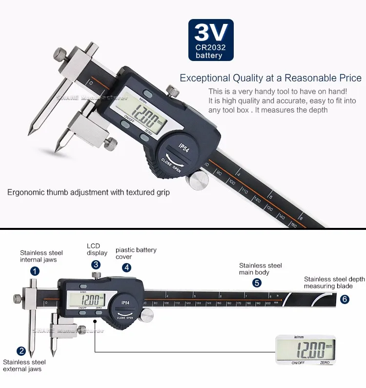 Shahe 5-200 мм штангенциркуль Цифровой центр толщиномер штангенциркуль микрометр стальной цифровой штангенциркуль paquimetro