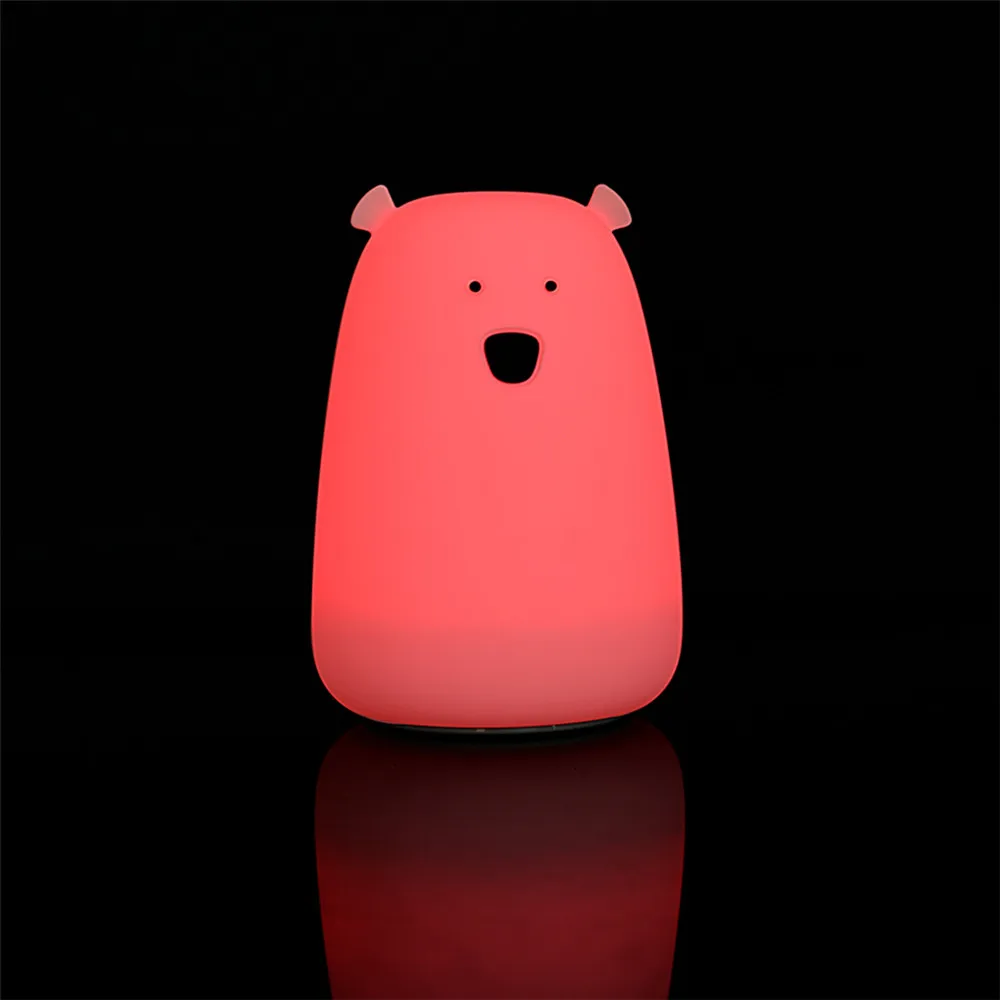 SuperNight Cute Cartoon Bear LED Night Light Rechargeable Touch Sensor Silicone Colorful Bedside Table Lamp for Kids Baby Gift (14)