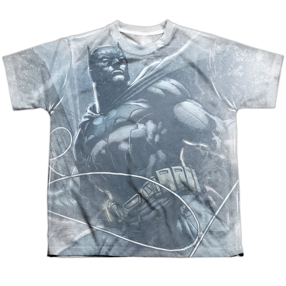 Trevco BM2493-YTPP-4 Batman & Protector-S by S Youth Poly Crew Sublimation T-Shirt White - Extra Large