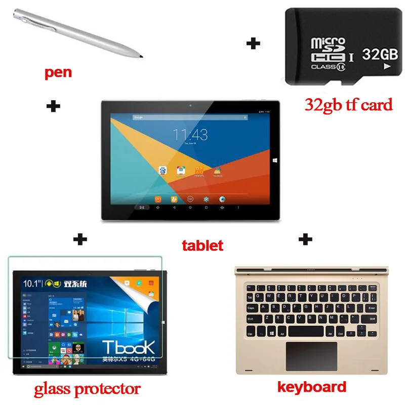 Teclast Tbook10s 10,1 дюймов ips 1920x1200 Windows 10+ Android 5,1 планшетный ПК Intel Atom X5 Четырехъядерный 4 ГБ/64 Гб BT HDMI - Комплект: bundle 4