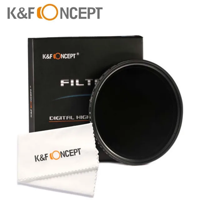 Cheap K&F Concept New 49mm Variable Fader ND Filter ND2 ND4 ND8 ND400 Neutral Density Lens Filter for Nikon Canon Hoya Lens