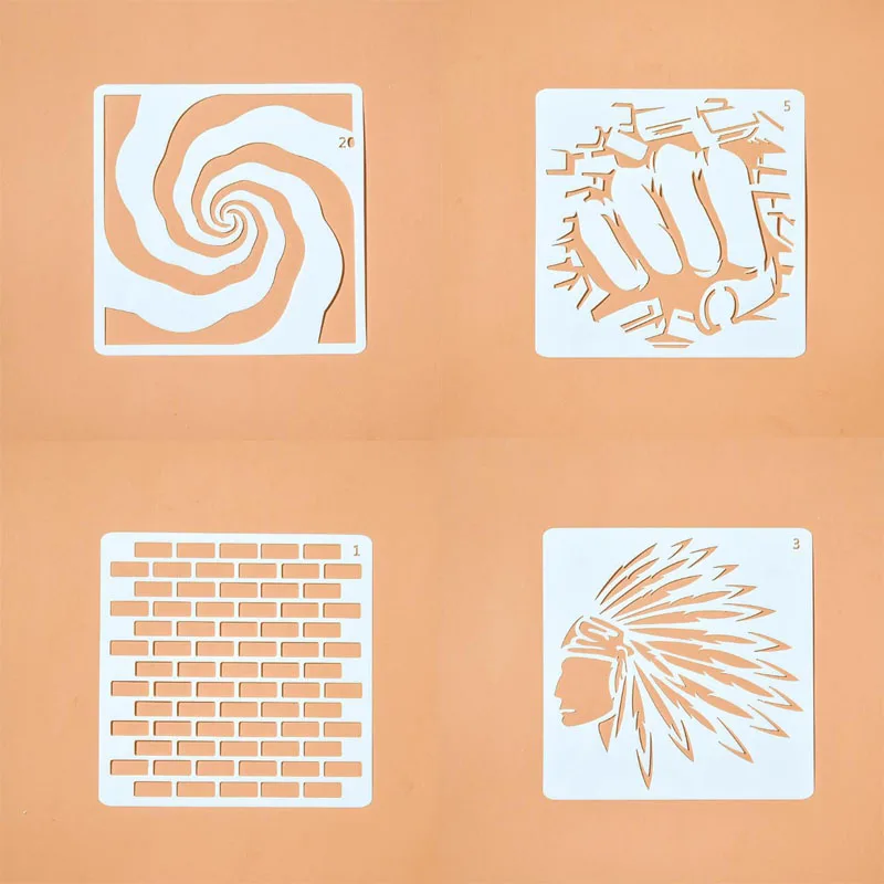 

4pc Bullet Journal Openwork Templates Spray Pattern Stencil For Scrapbooking Stencil For Painting Decoration Reusable Stencil