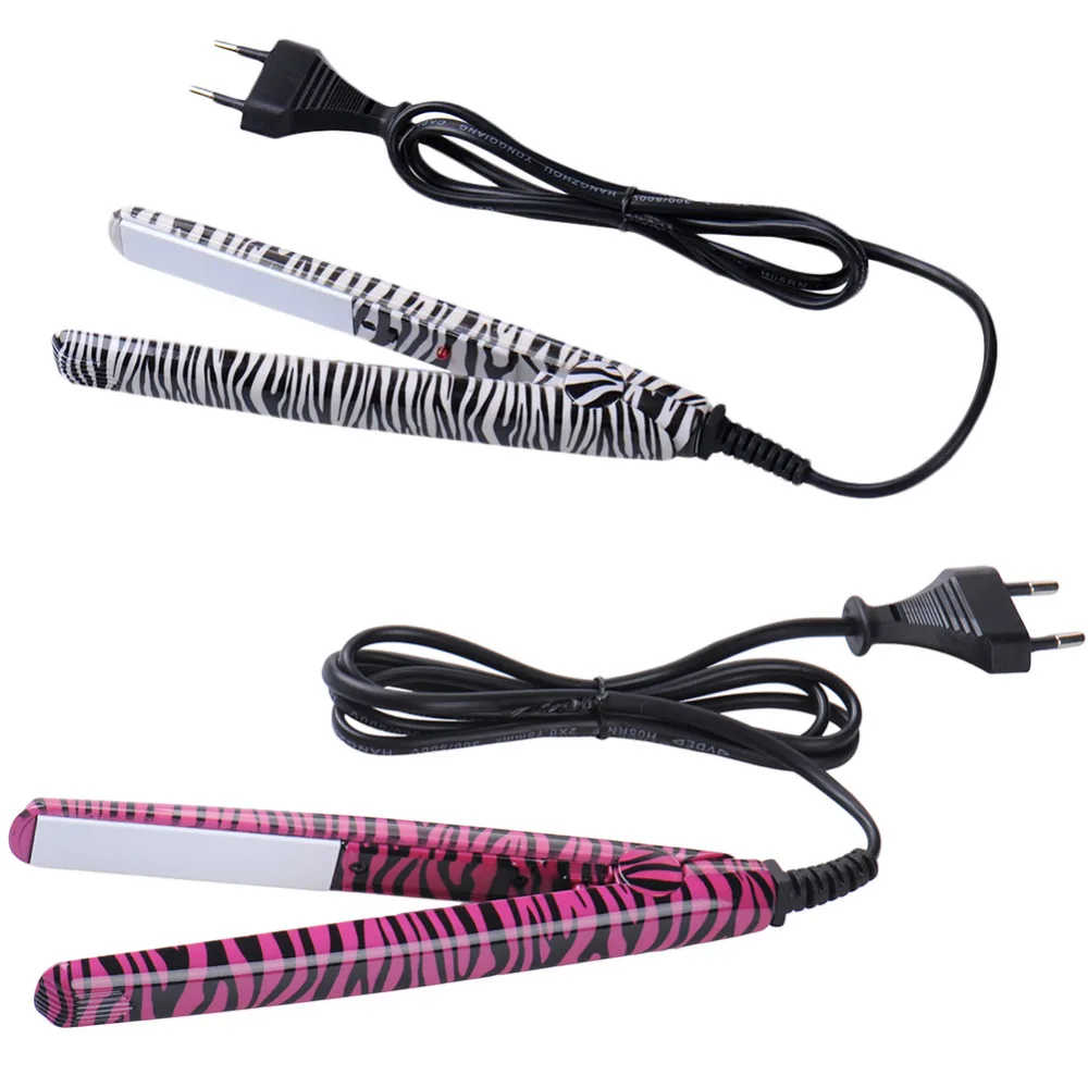 

Professional Electronic Mini Portable Hair Straightener Hairstyling Ceramic Flat Irons Zebra Pattern Safe Hair Styling Tools