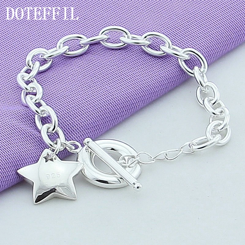 

New 925 Silver Color Jewelry Bead Bracelet Stars Pendant Bracelets For Women Fashion 925 Silver Color Bracelets Fine Jewelry