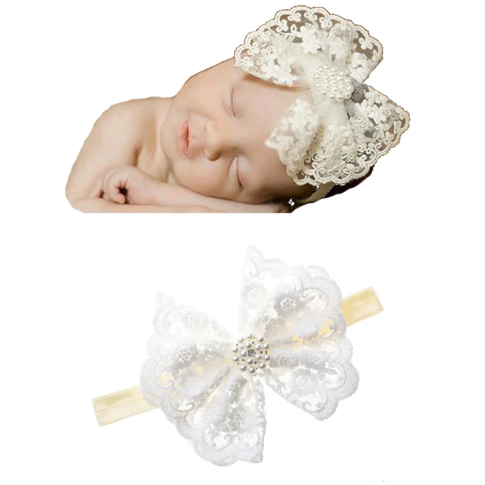 

Korea Lace Hair Accessories lovely Big Bow Pearl Hairband Flower Crown Headband Hair Band Hair Bow Princess