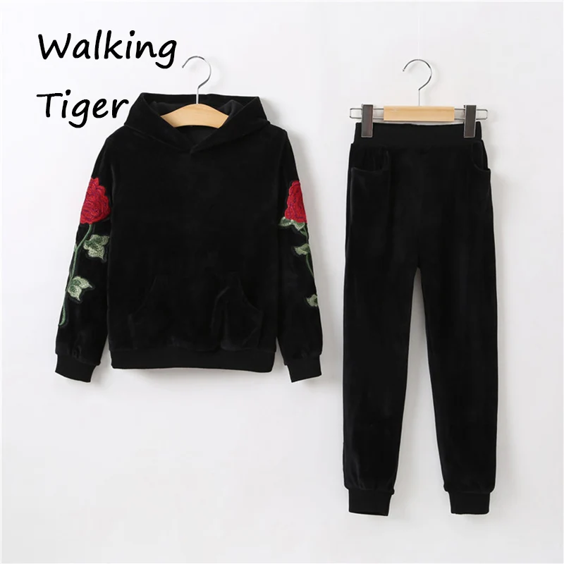 

Girls tops + pants , children clothes sets fashion Keep warm coat blouse trousers clothing Suits